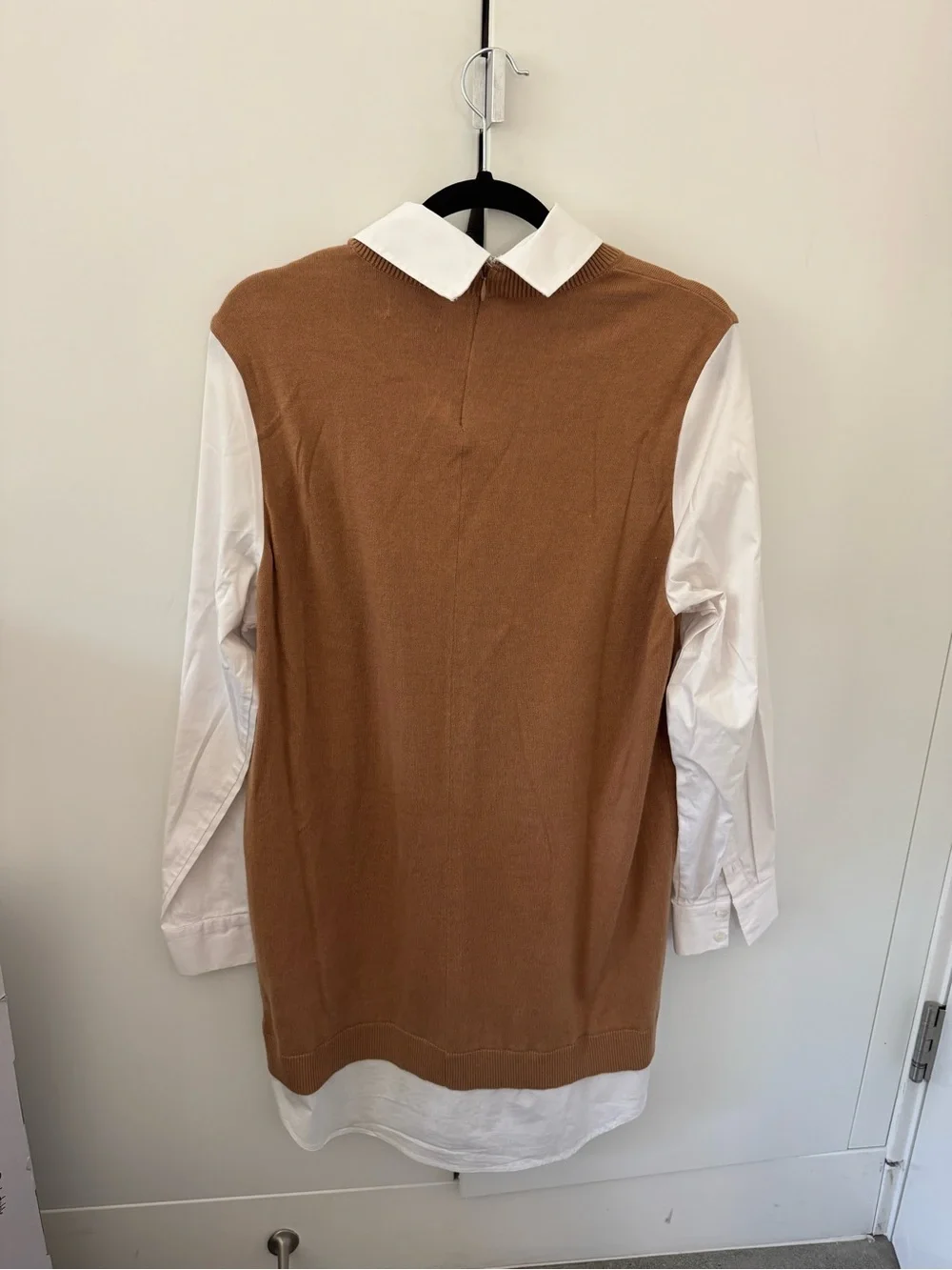 STAUD Brown Knit mini dress with white button down detail - Picture 4 of 4